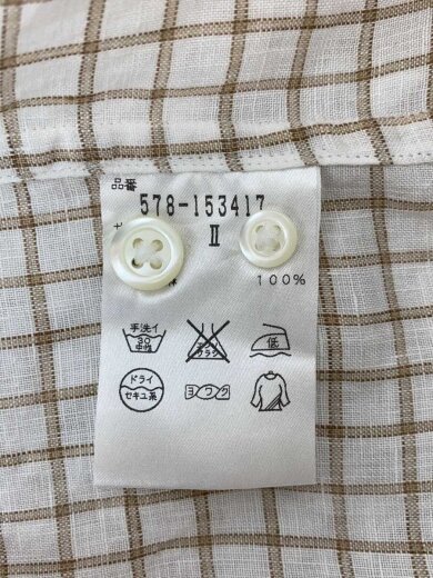 商品画像：半袖シャツ/2/リネン/WHT/チェック/578-153417// 4