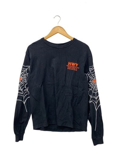 商品画像：HWY/スパイダーウェーブ/長袖Tシャツ/M/コットン/BLK/無地 1