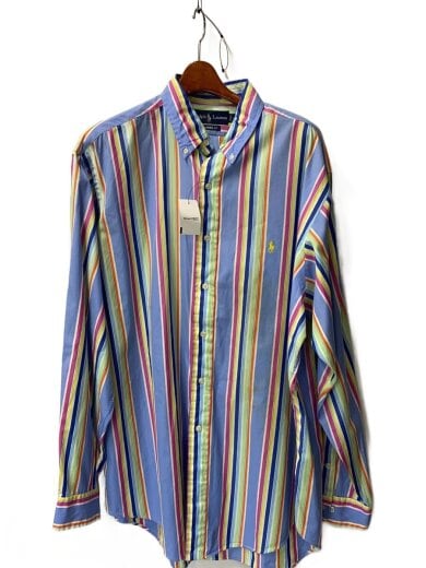 商品画像：長袖シャツ/XL/コットン/マルチカラー/ストライプ// 1