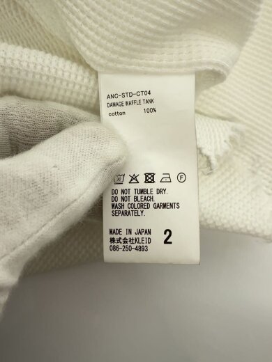 商品画像：25SS/DAMAGE WAFFLE TANKTOP/2/コットン/WHT/無地/ANC-STD-CT04 4