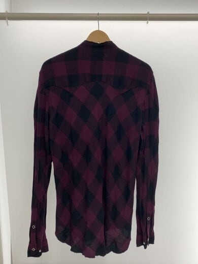 商品画像：長袖シャツ/2/レーヨン/RED/チェック/スタッズボタン/14408-2 2