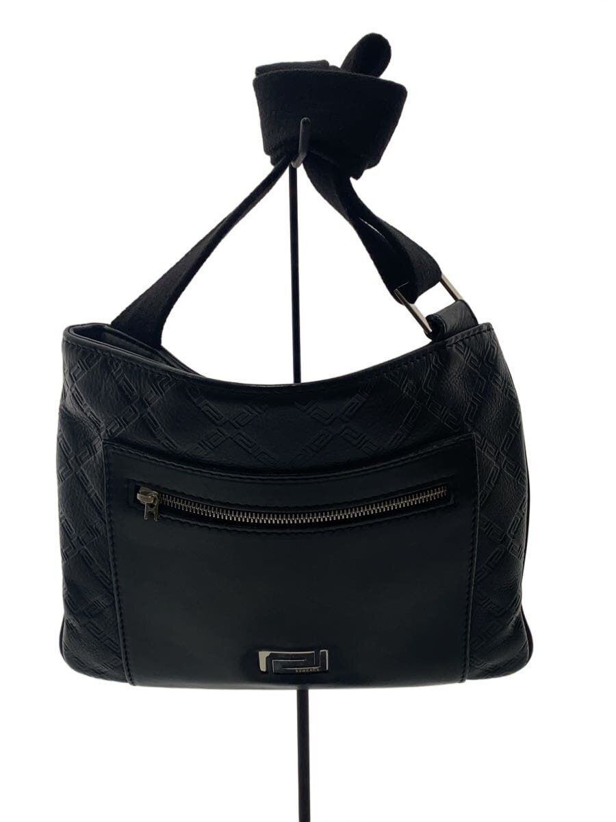 VERSACE / レザーメッセンジャーバッグ/ショルダーバッグ/レザー/ブラック