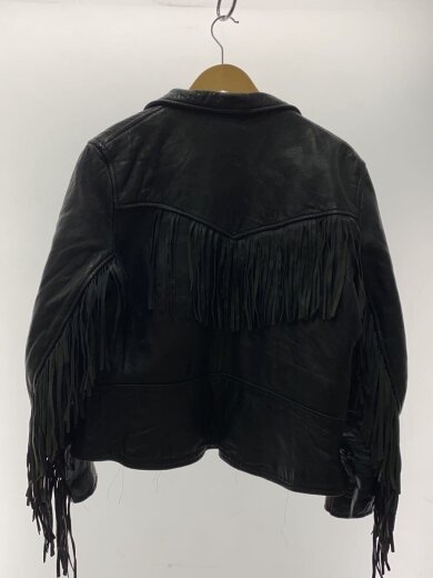 商品画像：ロンジャン/フリンジ/英国製/ダブルライダースジャケット/--/レザー/BLK/無地 2