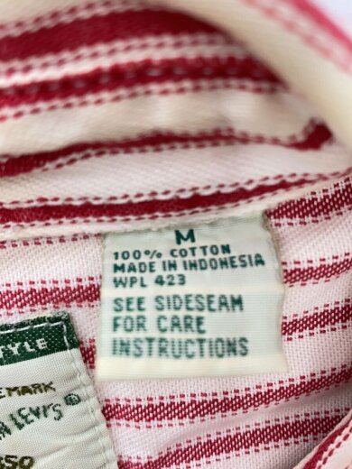 商品画像：90s/長袖シャツ/M/コットン/RED/ストライプ// 4