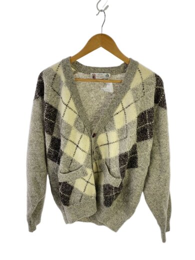 商品画像：SHETLAND ISLANDS/カーディガン(厚手)/L/ウール/GRY/チェック 1