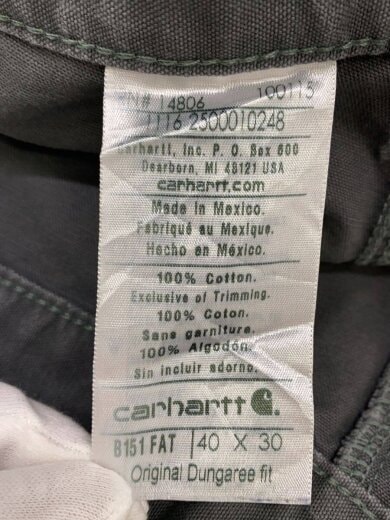 画像：Carharttペインターパンツ/40/コットン/GRY/無地/B151FAT5