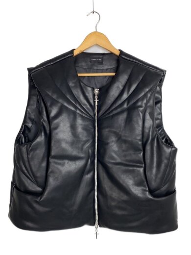 商品画像：Faux Leather Padded Vest/L/ポリエステル/ブラック// 1