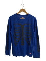 長24AW/Hanes Bones Thermal Crew/袖Tシャツ/L/コットン/ブルー