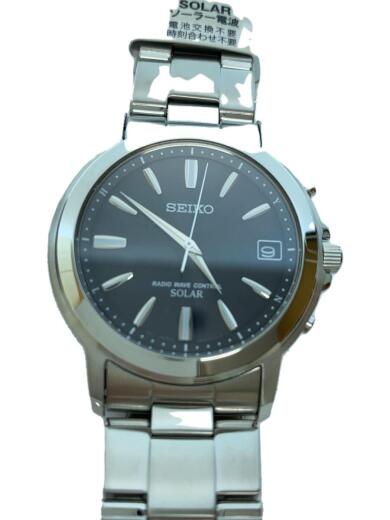 画像：SEIKOソーラー腕時計/アナログ/ステンレス/BLK/SLV/7B52-0AF01