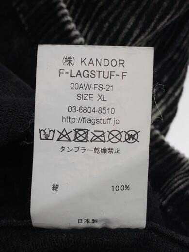 画像：F-LAGSTUF-F20AW/BLEACH CORDS C-A/カバーオール/XL/コーデュロイ/BLK/20AW-FS-215