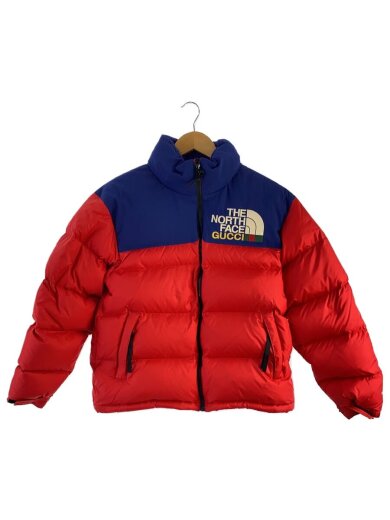 画像：GUCCI × THE NORTH FACEダウンジャケット/M/ナイロン/RED/無地/663733//1