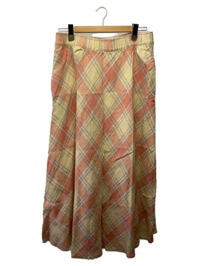 商品画像：プラッドリネンマキシスカート/XL/リネン/PNK/チェック/WMPOSKTNDR20045// 1