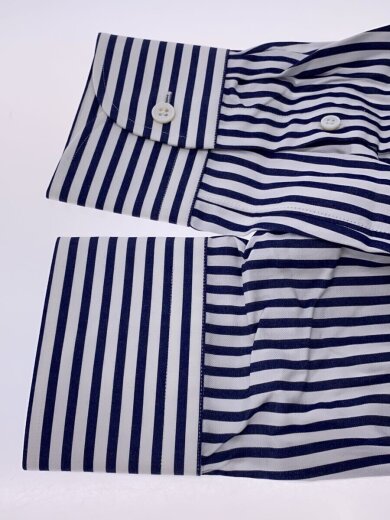 画像：BEAMS F長袖シャツ/39/コットン/BLU/ストライプ/21-11-2632-5635