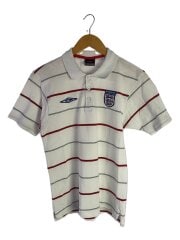 00s/イングランド代表/ポロシャツ/M/コットン/WHT/ボーダー