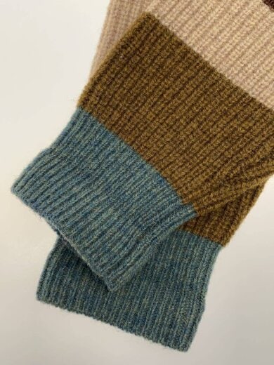 商品画像：ニット・セーター(厚手)/S/ウール/GRN/ボーダー/38-15-0143-048 5