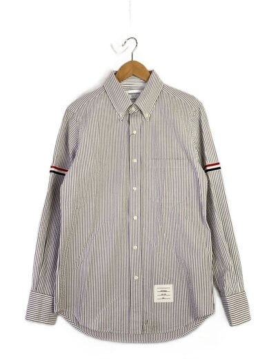 商品画像：長袖シャツ/1/コットン/GRY/ストライプ/MWL301A-00572035// 1