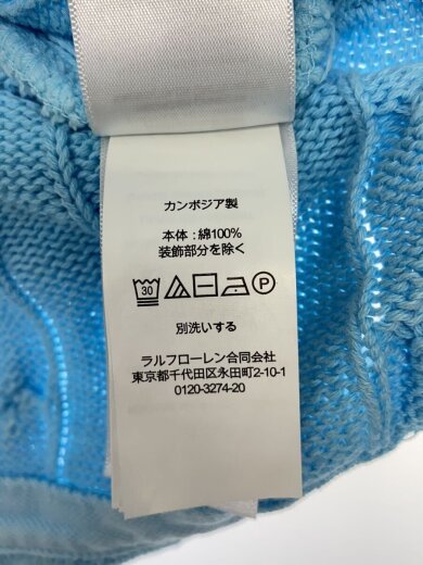 商品画像：cable cotton long sleeve polo shirt/M/コットン/BLU// 4