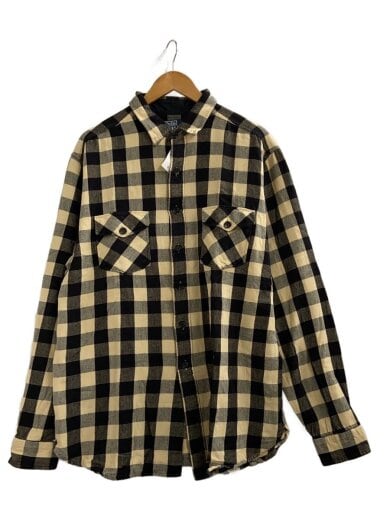 商品画像：90s/ネルシャツ/XL/コットン/BEG/ブロックチェック// 1