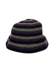 バケットハット/アクリル/パープル/ボーダー/メンズ