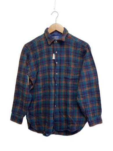 商品画像：70s/USA製/長袖シャツ/L/ウール/GRN/チェック 1