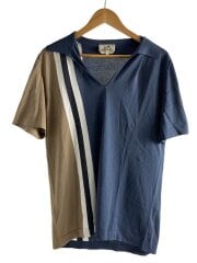 ポロシャツ/XL/コットン/ネイビー/スキッパーニットポロ