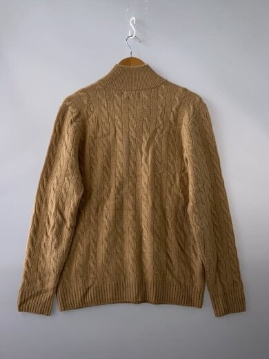 商品画像：ニット・セーター(厚手)/M/ウール/キャメル/ケーブルニット/ハーフジップ/カシミア混// 2