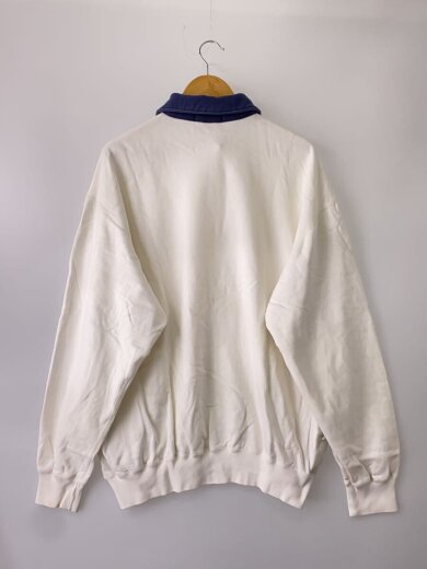 商品画像：スウェット/L/コットン/ホワイト/2トーン/ハーフジップ/背面汚れ有/袖口汚れ有 2
