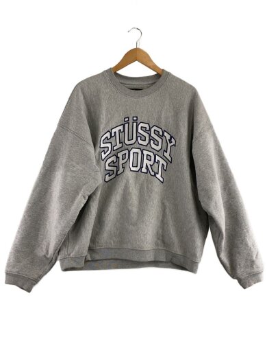 商品画像：スウェット/L/コットン/グレー/STUSSY SPORT/アーチロゴ/袖口汚れ有// 1