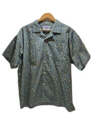 半袖シャツ/S/コットン/BLU/オープンカラー/開襟