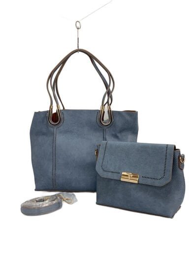 商品画像：ハンドバッグ/レザー/BLU/無地 1