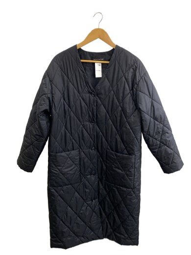 商品画像：キルティングジャケット/ノーカラーコート/ポリエステル/BLK 1