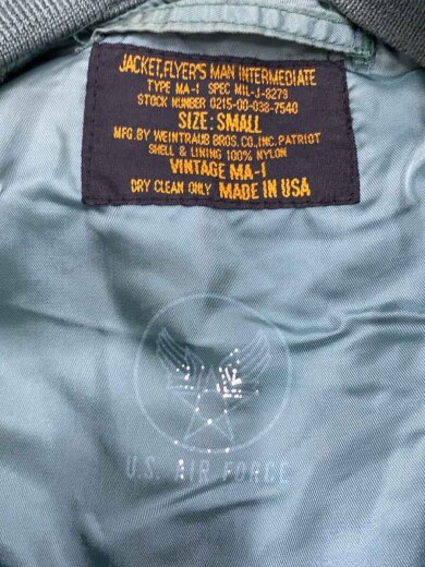 商品画像：MA-1/WEINTRAUB BROS社製/USA製/フライトジャケット/S/GRN 3