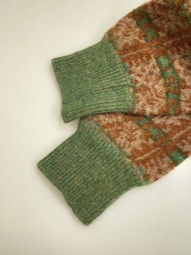 商品画像：80S/Vネックセーター/ウール/BRW/総柄/13-3807 6