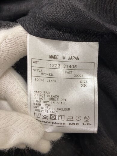 商品画像：リネンピンタック半袖シャツ半袖ブラウス/38/リネン/BLK/無地/1223-314// 4