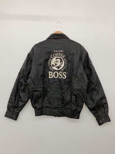 商品画像：90s/初代BOSSジャン レザージャケット・ブルゾン/L/牛革/BLK/無地/D-OS-602// 2