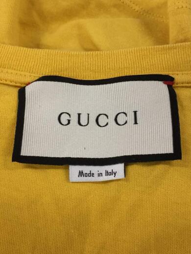 画像：GUCCIバックロゴプリントオーバーサイズT/Tシャツ/S/コットン/YLW/無地/493117-X31855
