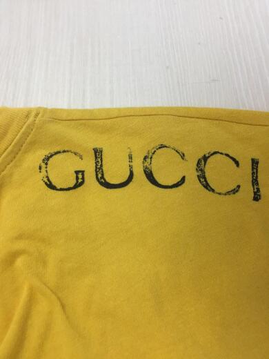 画像：GUCCIバックロゴプリントオーバーサイズT/Tシャツ/S/コットン/YLW/無地/493117-X31857