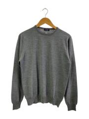 21ゲージクルーネックニット/セーター(薄手)/50/ウール/GRY/無地/21-15-0581-872