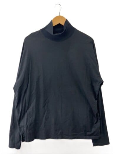 商品画像：モックネックロングスリーブカットソー/長袖Tシャツ/FREE/コットン/BLK/無地 1