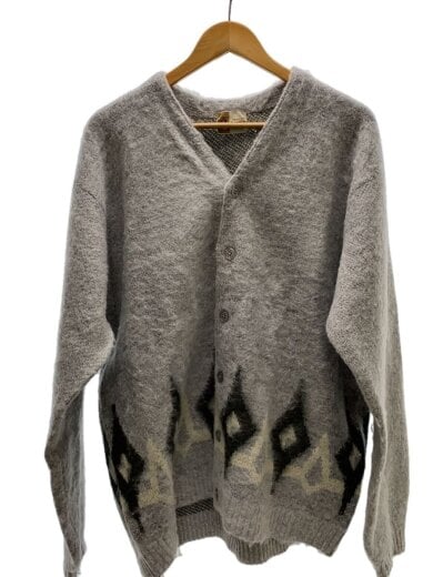 商品画像：カーディガン(厚手)/L/アクリル/GRY/ネイティブ柄/shaggy pattern cardigan 1