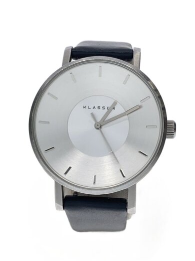 商品画像：クォーツ腕時計/アナログ/レザー/SLV/BLK/SS 1