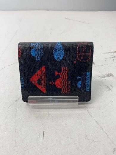 商品画像：2つ折り財布/レザー/BLK/総柄/メンズ 2