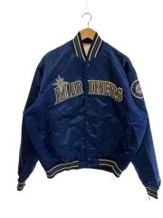 90s/シアトル・マリナーズ/スタジャン/XL/ナイロン/BLU/無地