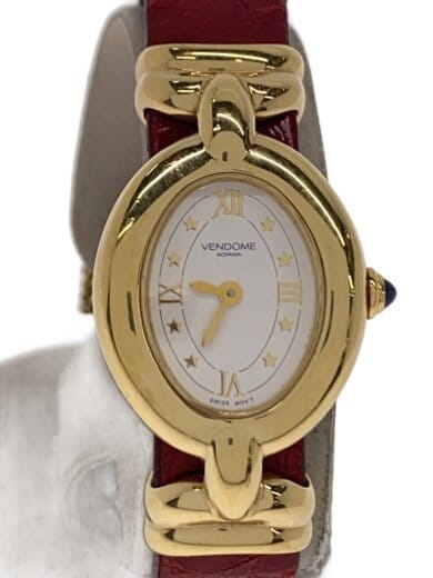 商品画像：クォーツ腕時計/アナログ/レザー/WHT/RED 1