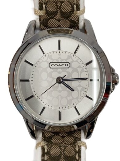 商品画像：クォーツ腕時計/アナログ/レザー/WHT/BRW 1