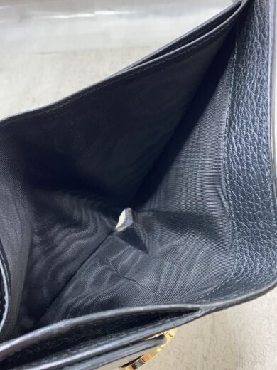 商品画像：2つ折り財布_インターロッキングG/レザー/BLK/無地/レディース// 6