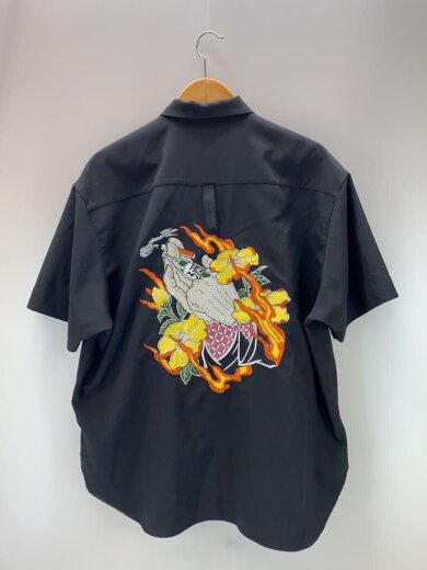 画像：HANGOVERZ刺繍シャツ/オープンカラーシャツ/ポリエステル/BLK2