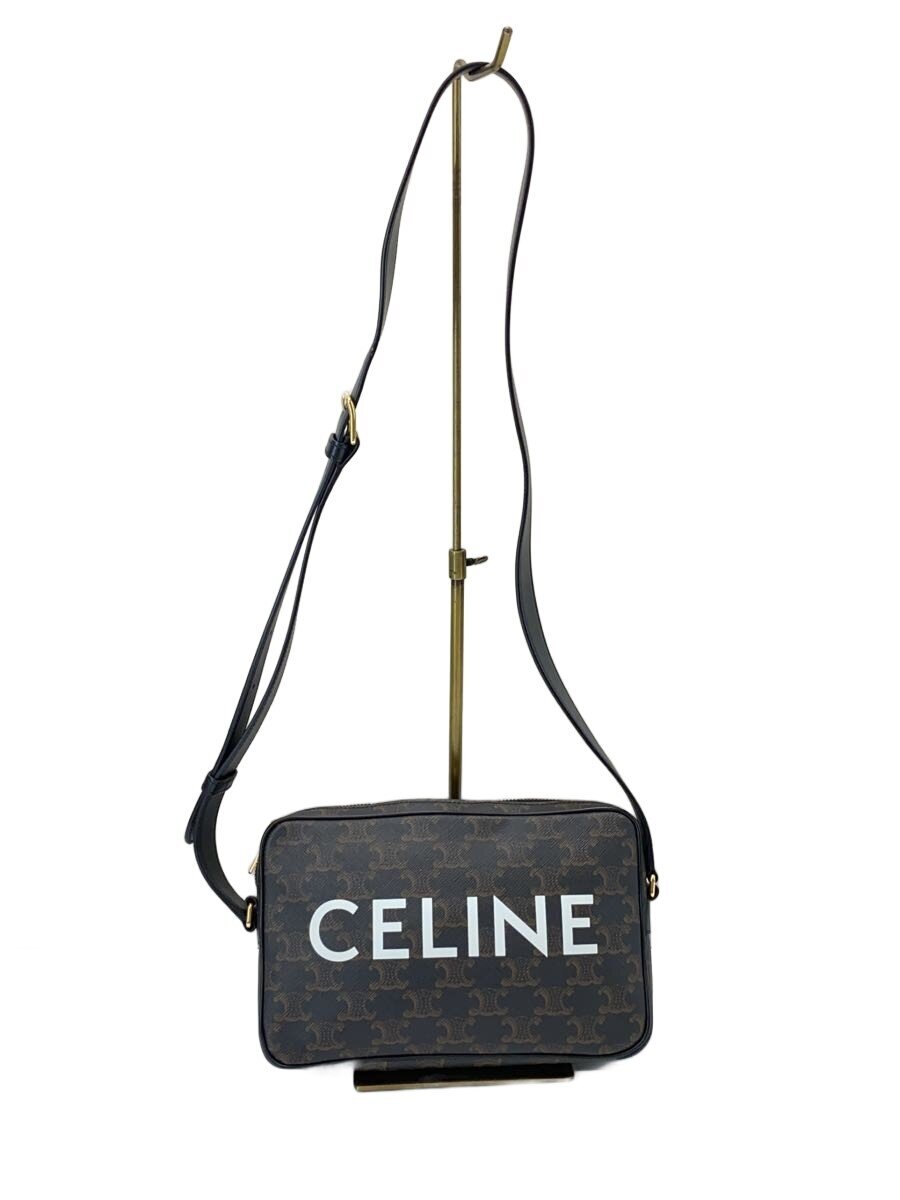 CELINE / トリオンフ/ショルダーバッグ/PVC/BLK×BRW/総柄