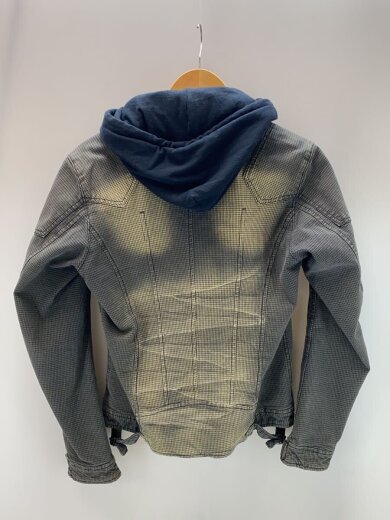 商品画像：00s/Y2K/フードドッキング/マルチジップ/ユーズド加工ジャケット/コットン/GRY/千鳥 2