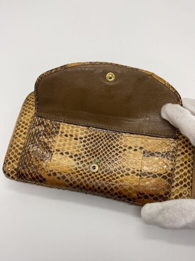 商品画像：リリィ/パイソンレザー/ラウンドジップ長財布/BRW/角スレ/コインヨゴレ 9